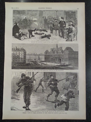 COMMUNIST REVOLT VIEWS IN PARIS FRANCE HARPER'S WEEKLY 1871 - Picture 2 of 2