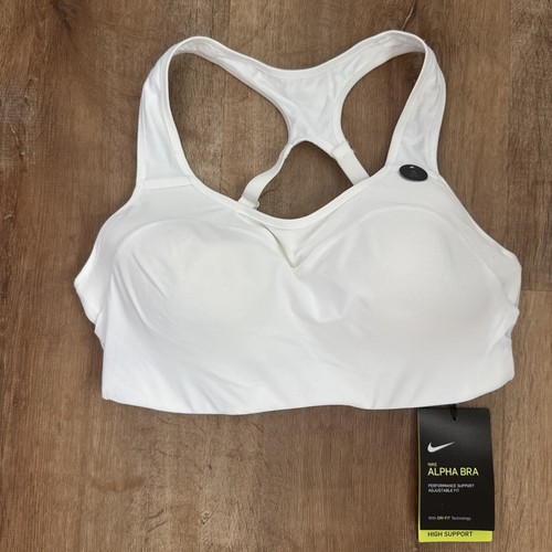 NWT Nike Women's Alpha High Support Dri-Fit Sports Bra White Size Small (A-C)