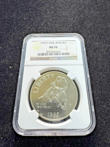 1995 P NGC MS 70 Civil War Commemorative Silver Dollar, USA Silver $1 Coin - Picture 3 of 3