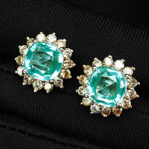 Seafoam Green Paraiba Tourmaline 8.70Ct 925 Sterling Silver Handmade Earrings - Picture 3 of 5