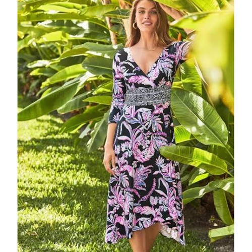 Lilly Pulitzer Fleuris Midi Dress Onyx Wild Within Floral XXS~NWT $218