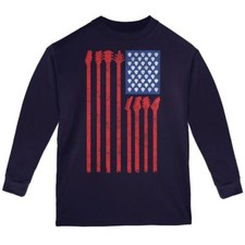 4th Of July Stars and Strings Guitar American Flag Youth Long Sleeve T Shirt