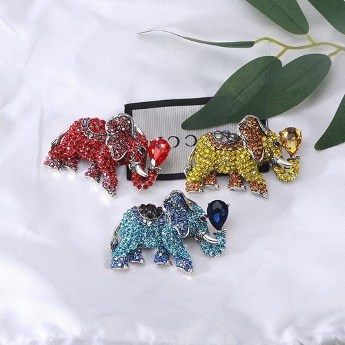 Broche éléphant Vintage Strass - Style Ancien, Couleur Dorée
