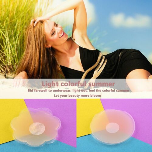 10 Pairs Silicone Pasties Breast Petals Reusable Adhesive Silicone Nipple Covers - Picture 5 of 15