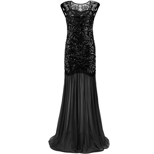 1920s Flapper Long Maxi Dress Wedding Party Formal Evening Cocktail Gown Vintage - Picture 33 of 65