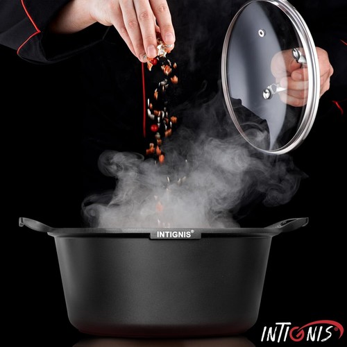 Casserole Pot with lid GREBLON Ceramic Non Stick Chemical Free Coating Black