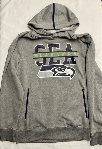 Seattle Seahawks Sweatshirt Mens Medium NFL Team Apparel Hooded Pullover Gray - Picture 1 of 6