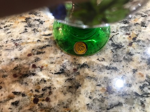 Deutscher grüner Bienenstock Stiel Goldrand Weinkelche Gläser ~ Handarbeit ~ 4,5" hoch - Bild 7 von 10