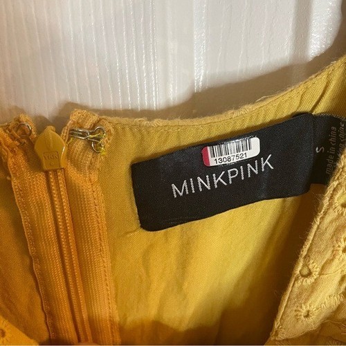 MINKPINK Mustard Yellow Ruffle My Friend Jumpsuit size small retro girly - Picture 7 of 11