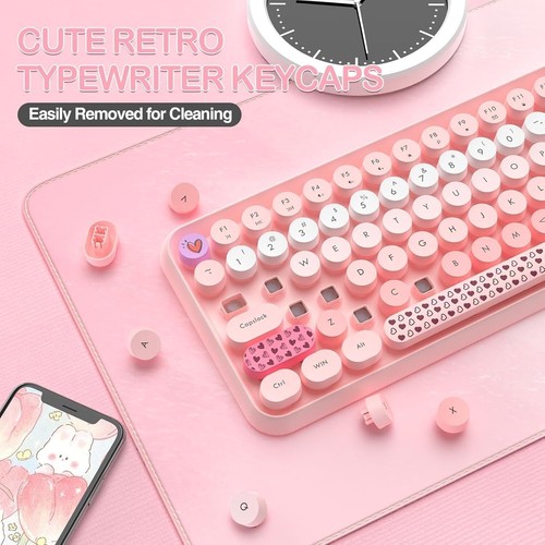 AJAZZ 308I 2.4G Wireless Retro Cute Round Keyboard&Mouse Set,Gradient,Quiet,Slim - Picture 16 of 42