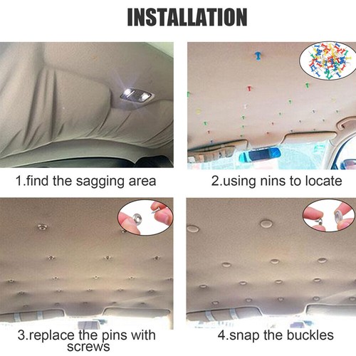 120PC Car Roof Liner Ceiling Kit Repair Buckle Sagging Headliner Pins Rivet Snap - Picture 6 of 9