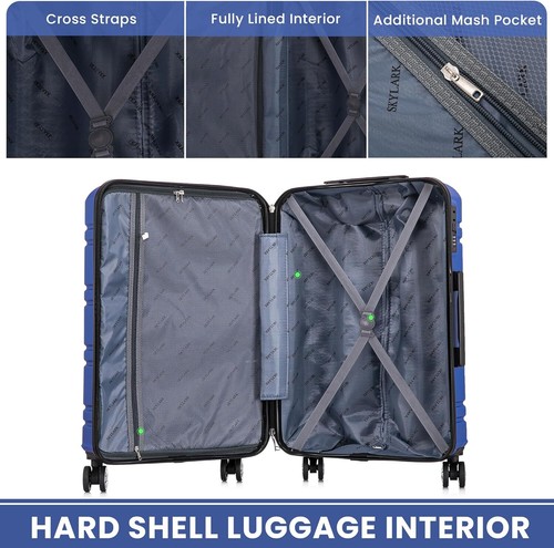 55x35x20 EasyJet Ryanair Suitcase Hard Shell Travel Lightweight 4 Wheels Cabin - Picture 6 of 69