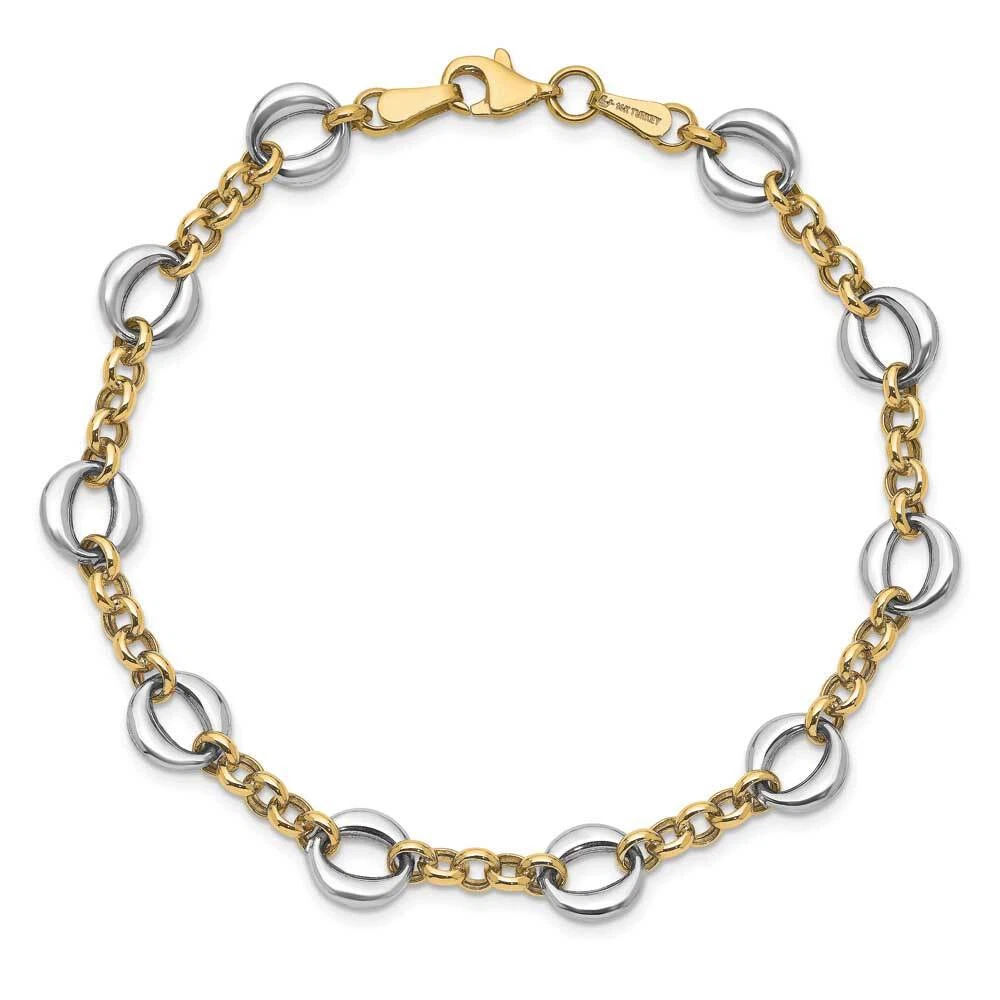 14k Gold Two Tone Polished Fancy 7.5