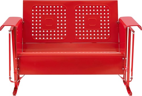 Crosley Furniture CO1024-NV Bates Retro Metal Outdoor Loveseat Glider - Picture 2 of 17