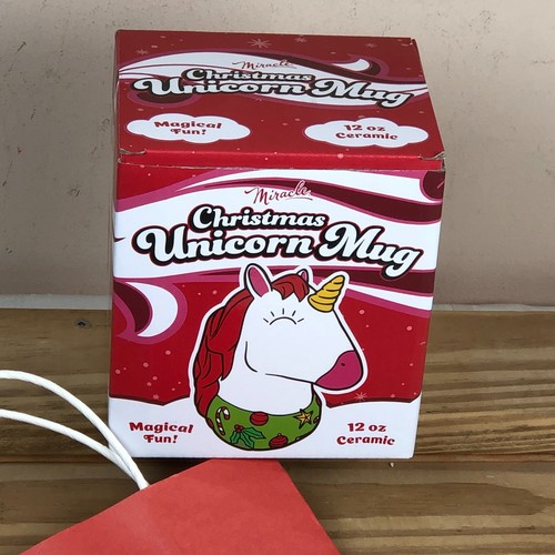 Christmas Unicorn Tiki Mug Miracle Holiday New In Box With Bag - Picture 3 of 8