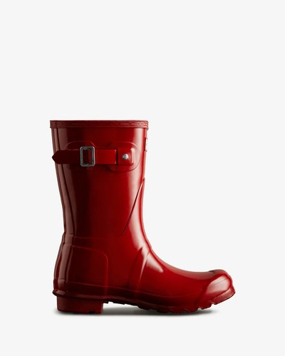 Hunter Original Short Gloss WFS1000RGL Women's US 3 Red Wellington Boots KHD699 - Picture 6 of 10