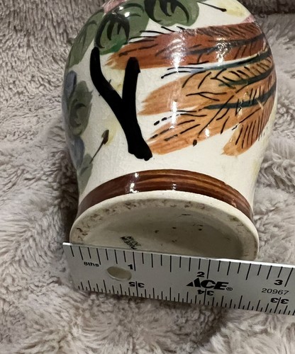 Vintage Hand Painted Floral Peacock Pottery Jug Made in Japan 7.5" - Picture 9 of 18