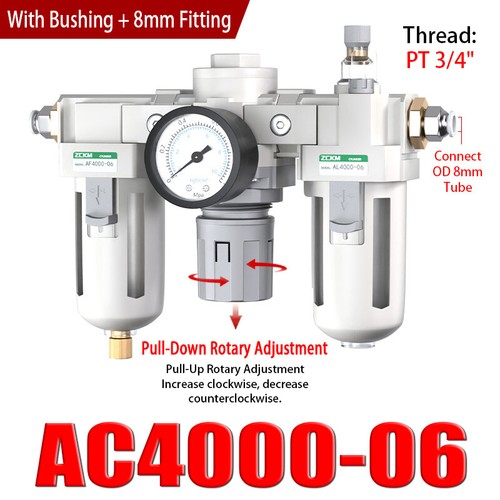 AC4000 Air Compressor Filter Oil Water Separator Trap Filter w/ Regulator Gauge - Picture 23 of 32