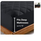 King Quilted Fitted Mattress Pad - Cooling Topper, Easy Care & Black Elegance