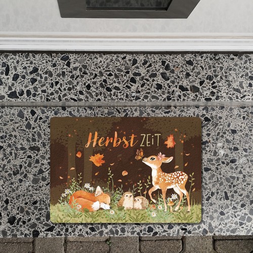 Tier des Waldes Fußmatte in 35x50 cm ohne Rand mit Spruch Herbstzeit - Bild 2 von 6
