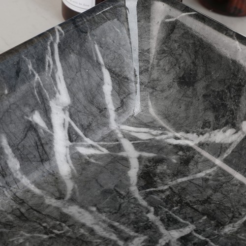 Fregadero de cerámica para baño de mármol de 18,9" rectangular lavabo cuenco combo grifo drenaje - Imagen 7 de 10