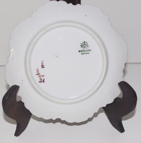 ANTIQUE ROSENTHAL MONBIJOU BAVARIA SMALL PLATE WITH GOLD TRIM & ROSE DESIGN,15CM - Picture 7 of 9