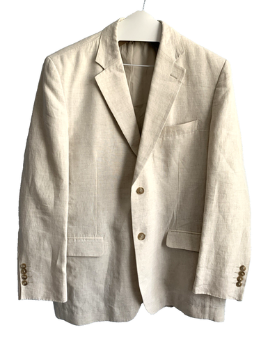 TASSO ELBA Macy’s Ivory 100% LINEN Mens Suit Jacket Blazer z sz 42L /44 - Picture 2 of 12
