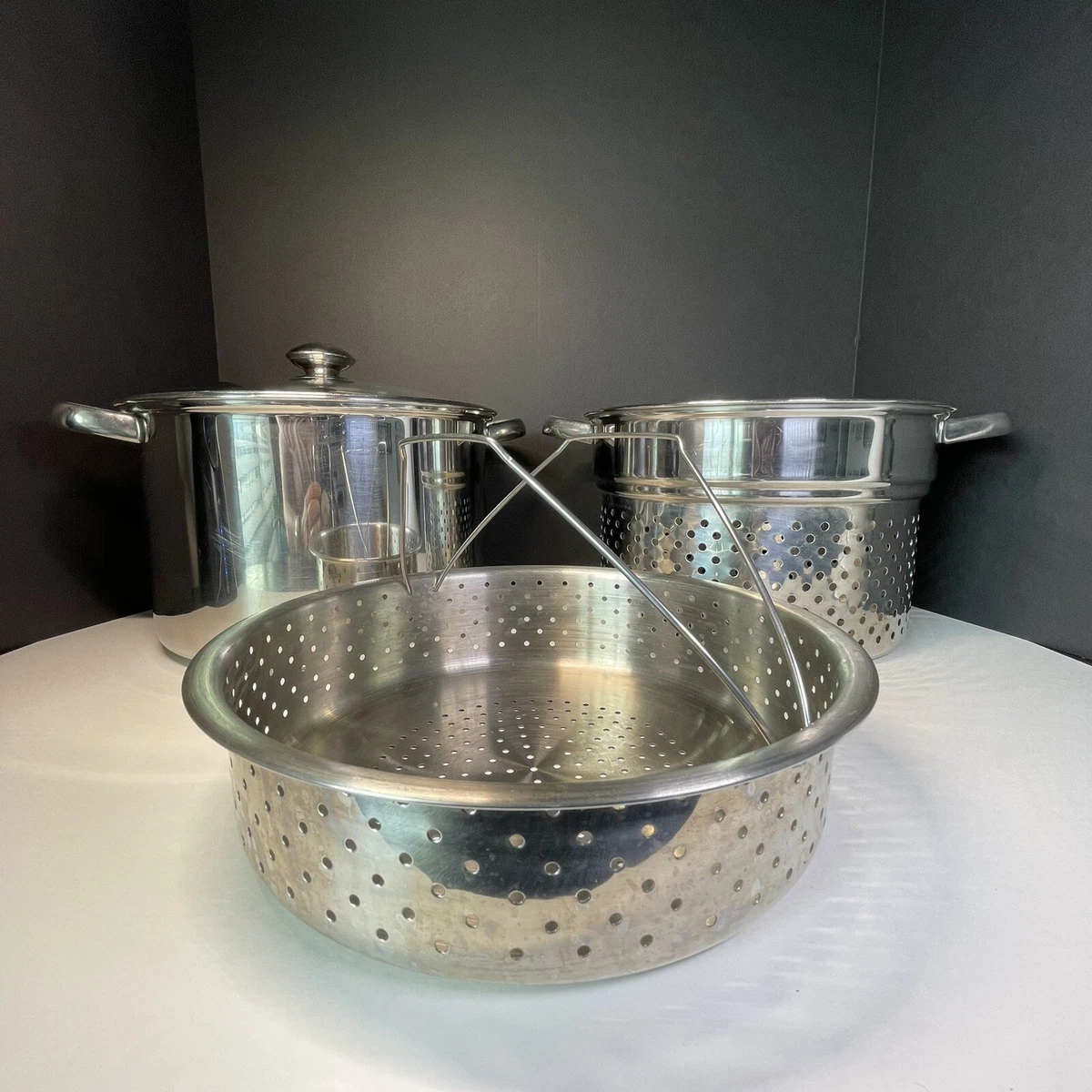 Stainless Steel Stock Pot w/Strainer/Steamer Insert and Lid - 4 Piece Set