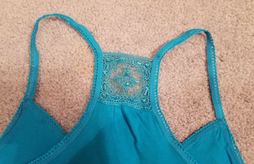 Lacey Back Racerback Tank Top in Blue Size Medium Bozzolo New w/Tags - Picture 5 of 7