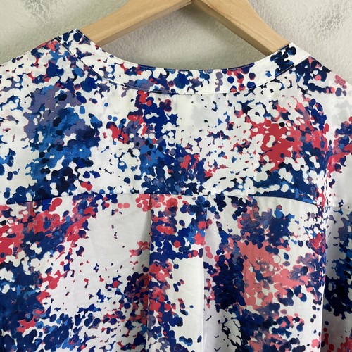 Tahari Woman Plus 3X Button Front Floral Satin Blouse Long Bell Sleeve Shirt Top - Picture 13 of 13
