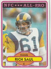 FREE SHIPPING-MINT-1980 Topps Rich Saul #25 RAMS