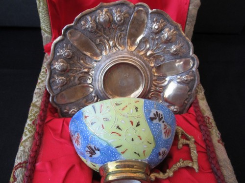 Antique Satsuma Ottoman Turkish Silver Coffee Cup Boxed, with Sultan tughra - Picture 4 of 24