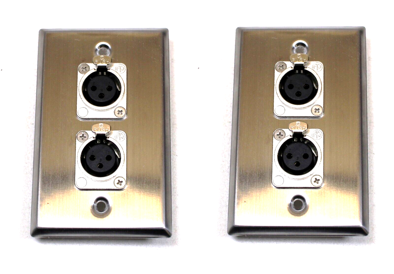 (2) Two Double XLR Single Wall Plates w Neutrik NC3FDL1 Female