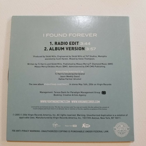 Fighting Instinct I Found Forever Promo CD Single 2 Version EMI 2006 - Bild 2 von 3