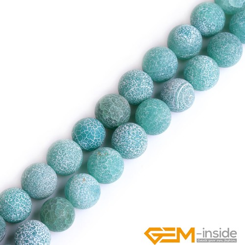 Natural Green Dream Fire Crackle Agate Frost Round Beads For Jewelry Making 15" - Foto 25 di 41