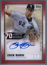 2021 Topps 70 Years of Baseball Autographs Red #70YAZB Zack Burdi 10/25