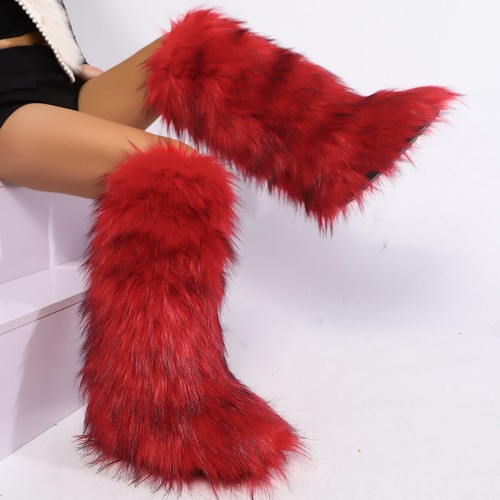Mens Womens Fur Boots Factory Winter Ladies Snow Shoes Faux Fur Boots Long Boots - Bild 36 von 43