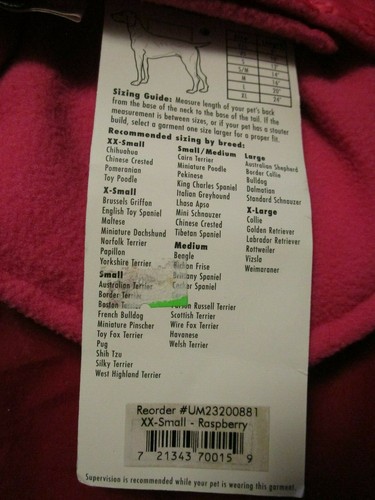 NWT Zack N Zoey Blizzard Dog Puppy Coat XX Small Raspberry FREE Shipping XXS - Picture 4 of 4