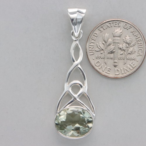Colgante lágrima nudo celta amatista verde ovalado - PLATA ESTERLINA 925 #906e - Imagen 2 de 9