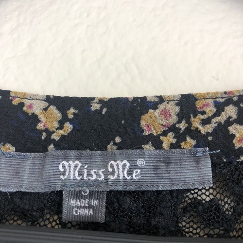 Miss Me Sheer Floral Top Blouse Gypsy Boho Peasant Crochet Detail Size S - Picture 2 of 5