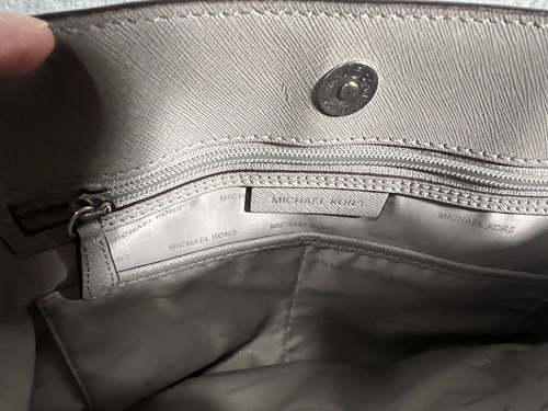 Michael Kors Satchel Bag 30S6SS7S3L Savannah Saffiano Leather Large  Gray - Picture 5 of 18