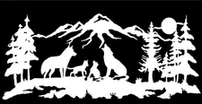 Wolf Family Wildlife Mountain 8" White Vinyl Decal Car Truck RV Camper Window
