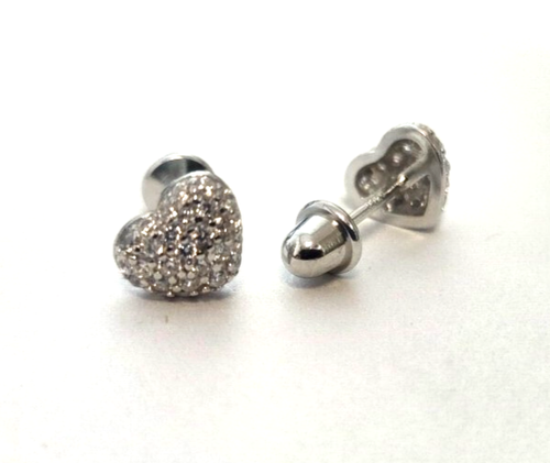 Pendiente de plata esterlina 925 corazón completo moda circonita cúbica tornillo asegurado - Imagen 4 de 6
