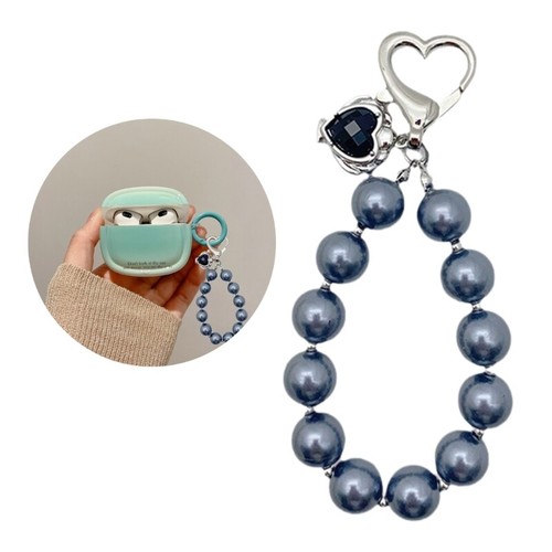 Pearls Hoop Heart Pendant Hangings Rope Phone Case Chain Keychain Accessory - Zdjęcie 2 z 10