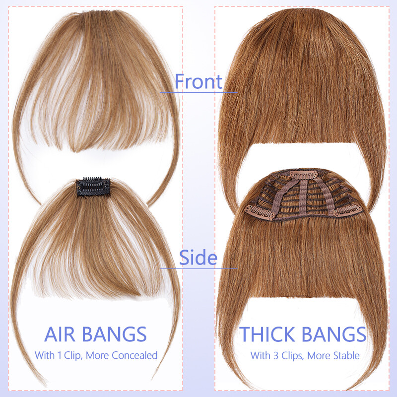Echthaar Dick Bangs Luft Pony Extension Clip In Franse Haarteil Haarverlängerung