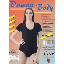Damen Body Halbarm Kurzarm Tanz Sport Bodysuit Slipbody M Schwarz Cilek 3