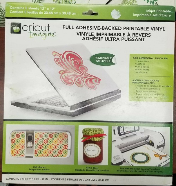 cricut imagine full adhesive backed printable vinyl 5 sheets 12x12