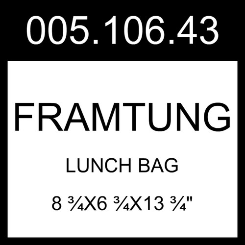 IKEA FRAMTUNG Lunch Bag Black 8 ¾x6 ¾x13 ¾" 005.106.43