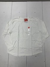Hanes Mens Plain White Long Sleeve Tee Size Large