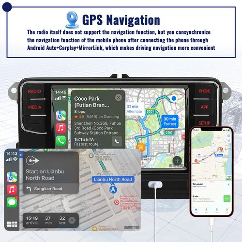 NONAME Android Auto RCD330 187F Carplay Autoradio Headunit für PQ VW Passat Golf - Bild 14 von 18